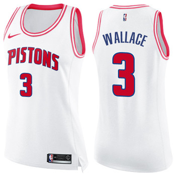Nike Pistons #3 Ben Wallace White Pink Women's NBA Swingman Fashion Jersey