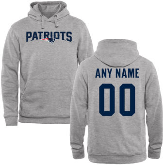 New England Patriots Steel Custom Name & Number Wordmark Pullover Hoodie