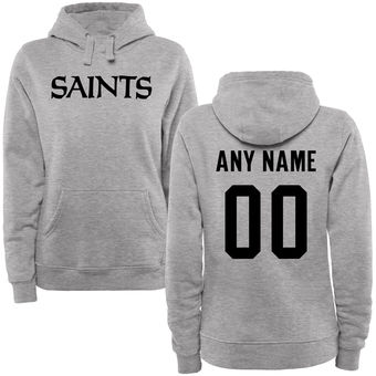 Women's New Orleans Saints Steel Custom Name & Number Wordmark Pullover Hoodie