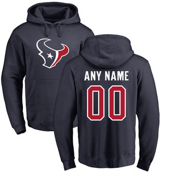 Men's Houston Texans Pro Line Navy Any Name & Number Logo Personalized Pullover Hoodie