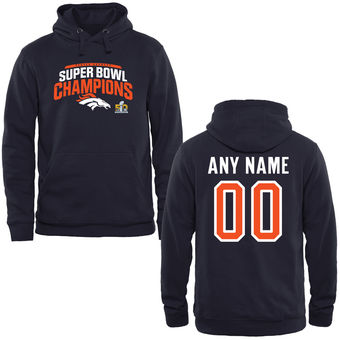Men's Denver Broncos Navy Super Bowl 50 Champions Seam Personalized Pullover Hoodie