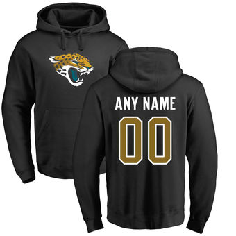 Men's Jacksonville Jaguars Pro Line Black Any Name & Number Logo Personalized Pullover Hoodie