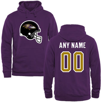 Baltimore Ravens Purple Custom Name & Number Helmet Pullover Hoodie