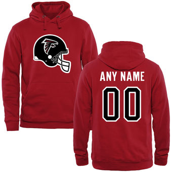 Atlanta Falcons Red Custom Name & Number Helmet Pullover Hoodie