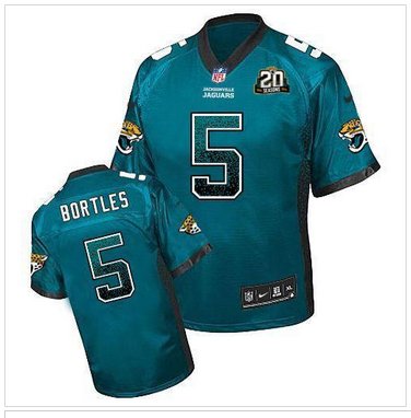 Jaguars #5 Blake Bortles Teal Green Team Color With 20TH Season Patch Drift Fashion Jersey