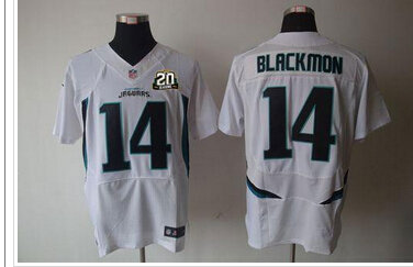 Jaguars #14 Justin Blackmon White With 20TH Season Patch Jersey