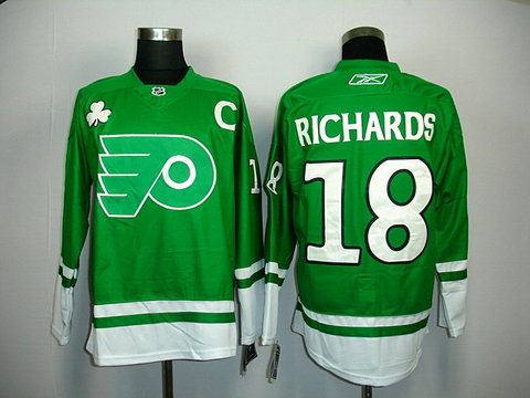ST PARTYS DAY NHL Philadelphia Flyers 18 RICHARDS jerseys green